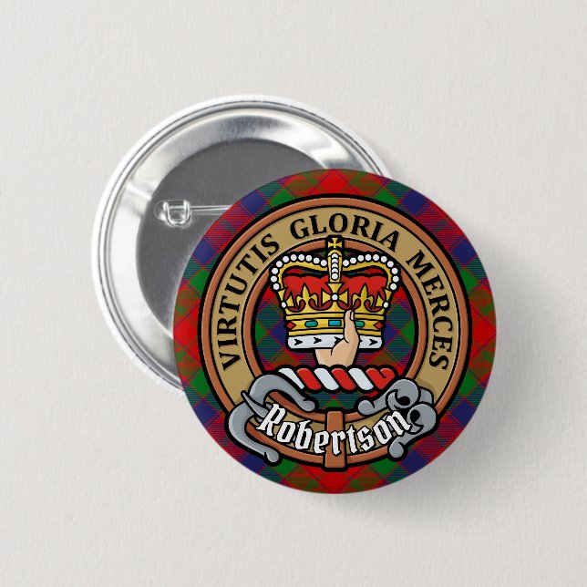 Clan Robertson Crest over Tartan Button (Front & Back)