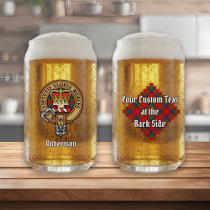 Clan Robertson Crest over Tartan Can Glass