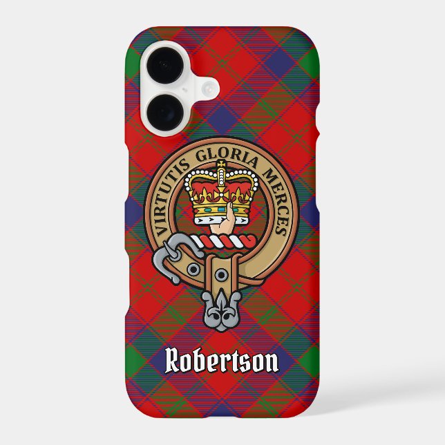 Clan Robertson Crest over Tartan Case-Mate iPhone Case (Back)