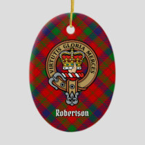 Clan Robertson Crest over Tartan Ceramic Ornament