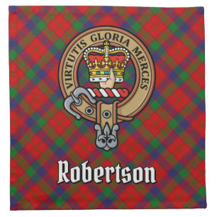 Clan Robertson Crest over Tartan Cloth Napkin