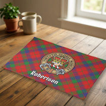 Clan Robertson Crest over Tartan Cloth Placemat