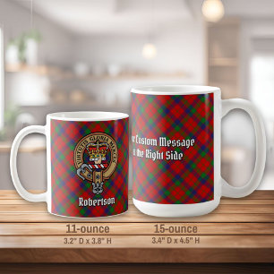 Clan Robertson Crest over Tartan Coffee Mug