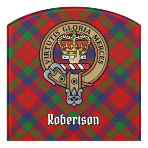 Clan Robertson Crest over Tartan Door Sign
