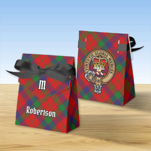 Clan Robertson Crest over Tartan Favor Boxes