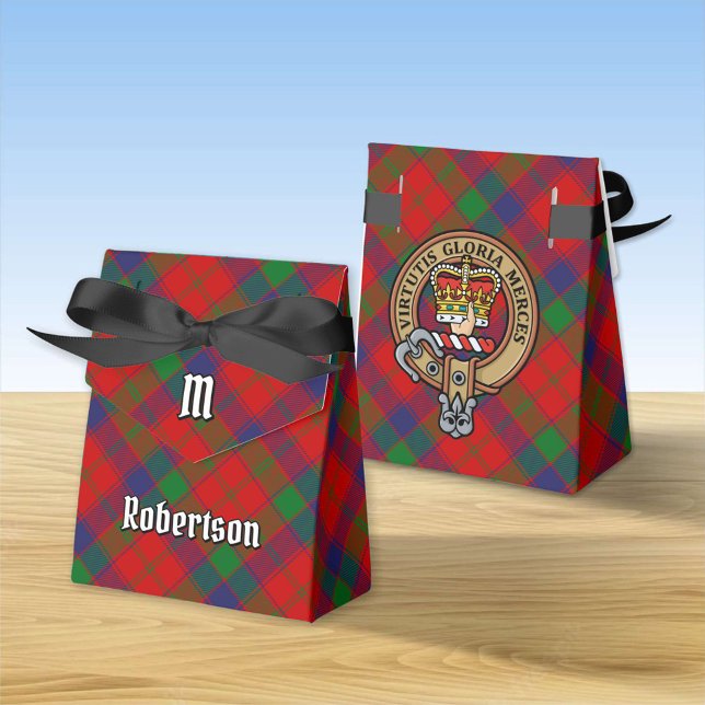 Clan Robertson Crest over Tartan Favor Boxes (Creator Uploaded)