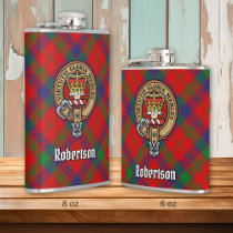 Clan Robertson Crest over Tartan Flask