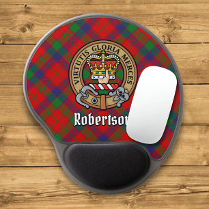 Clan Robertson Crest over Tartan Gel Mouse Pad