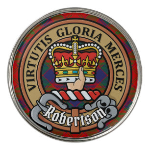 Clan Robertson Crest over Tartan Golf Ball Marker