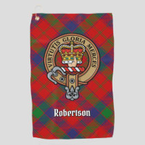 Clan Robertson Crest over Tartan Golf Towel
