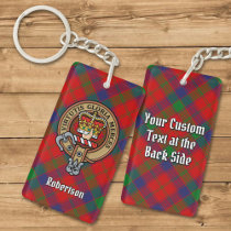 Clan Robertson Crest over Tartan Keychain