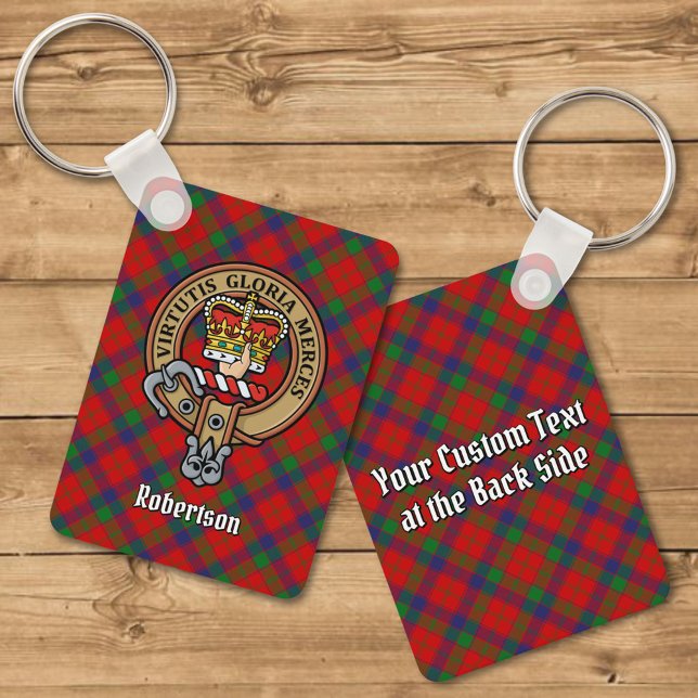 Clan Robertson Crest over Tartan Keychain (Creator Uploaded)