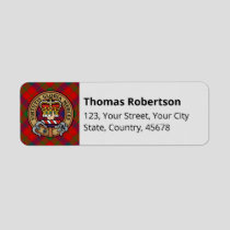 Clan Robertson Crest over Tartan Label