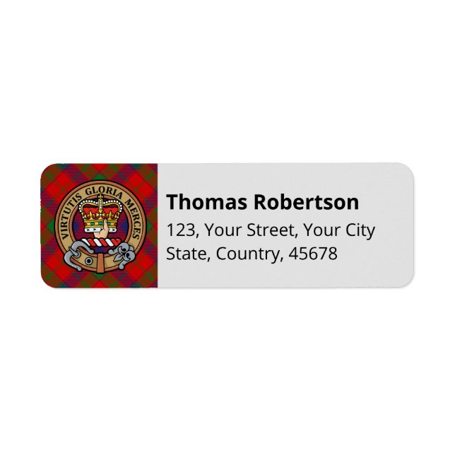 Clan Robertson Crest over Tartan Label (Front)