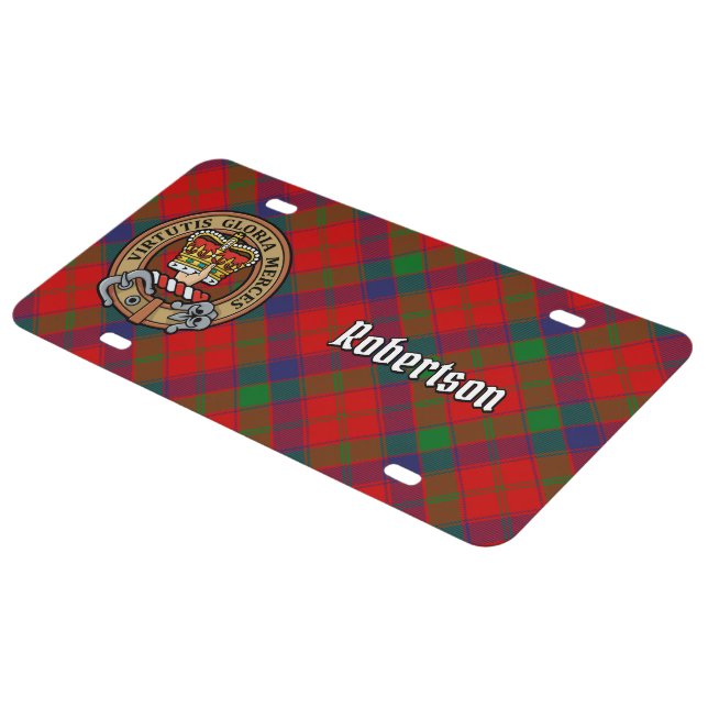Clan Robertson Crest over Tartan License Plate (Side)