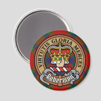 Clan Robertson Crest over Tartan Magnet