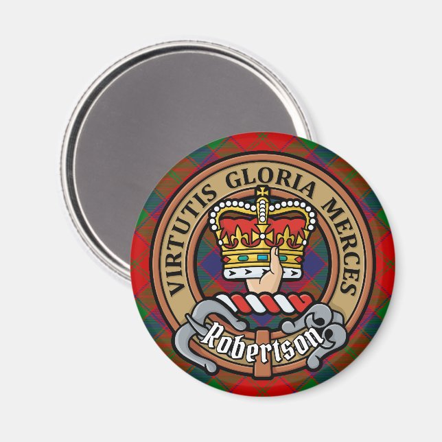 Clan Robertson Crest over Tartan Magnet (Front/Back)