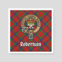 Clan Robertson Crest over Tartan Napkins
