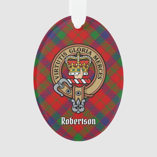 Clan Robertson Crest over Tartan Ornament (Front)