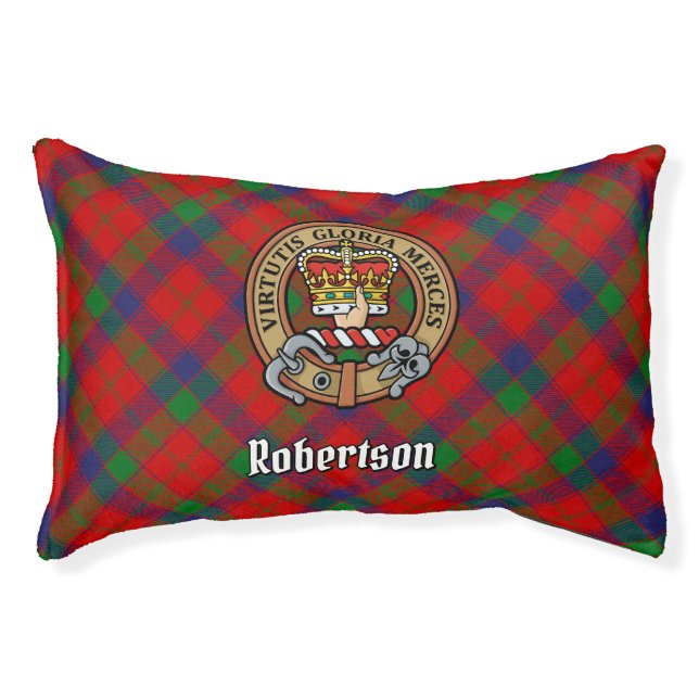 Clan Robertson Crest over Tartan Pet Bed (Front)