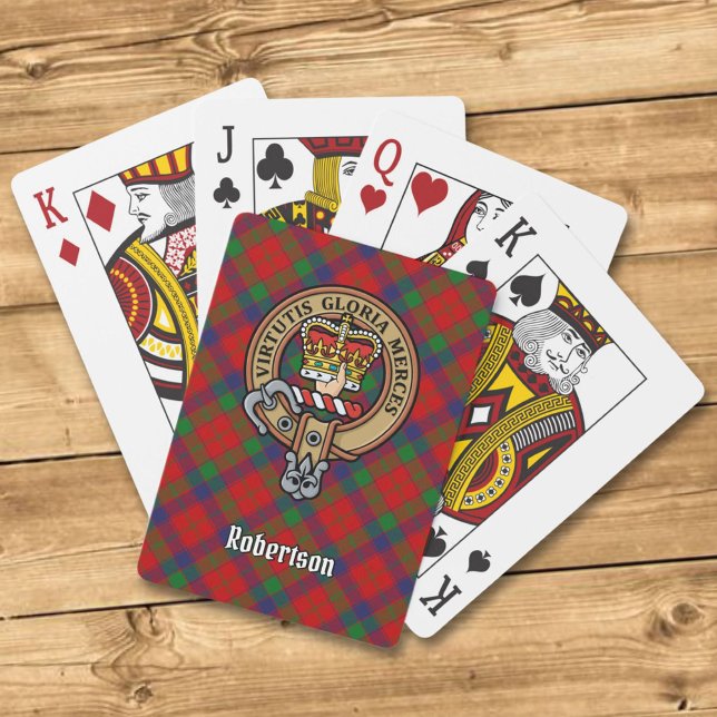 Clan Robertson Crest over Tartan Poker Cards (Creator Uploaded)