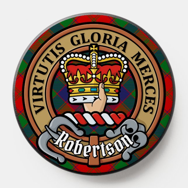 Clan Robertson Crest over Tartan PopSocket (Popsocket)