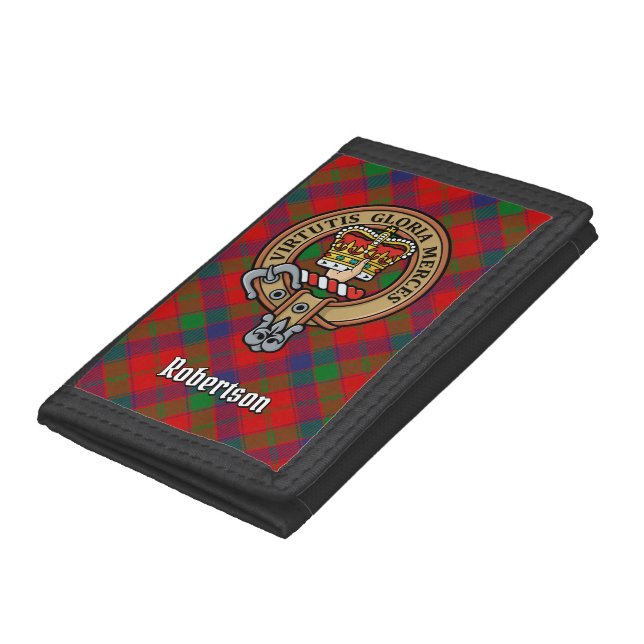 Clan Robertson Crest over Tartan Trifold Wallet (Bottom)