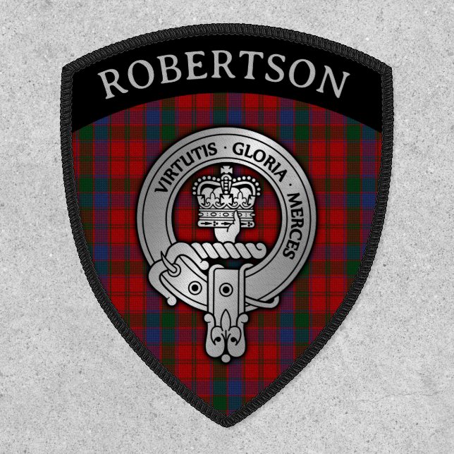 Clan Robertson Crest & Tartan Shield Patch (Front)