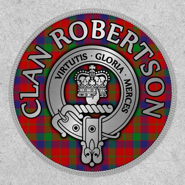 Clan Robertson Crest & Tartan Shield Patch (Front)