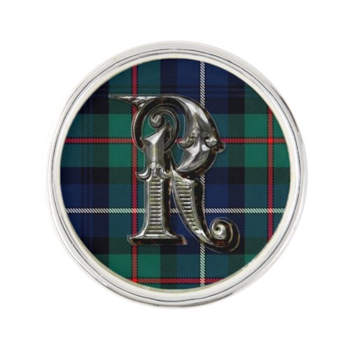 Clan Robertson Plaid Monogram R Lapel Pin