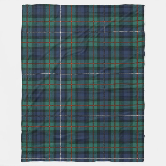 Clan Robertson Plaid Purple Green Tartan Check Fleece Blanket (Front)