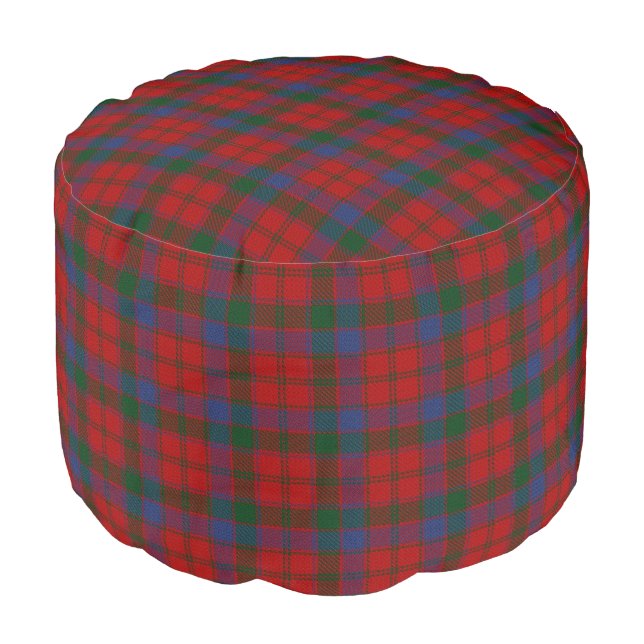 Clan Robertson Scottish Style Red Green Tartan Pouf (Angled Front)