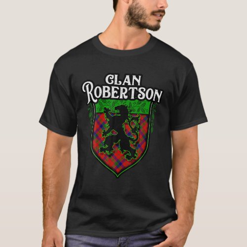 Clan Robertson Surname Scottish Tartan Lion Rampan T_Shirt