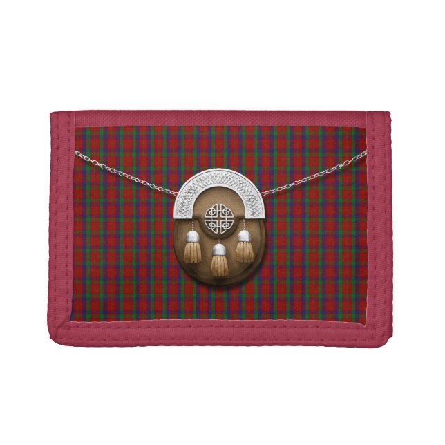 Clan Robertson Tartan And Sporran Tri-fold Wallet (Front)