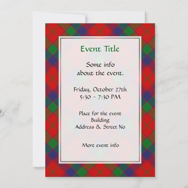 Clan Robertson Tartan Invitation (Back)