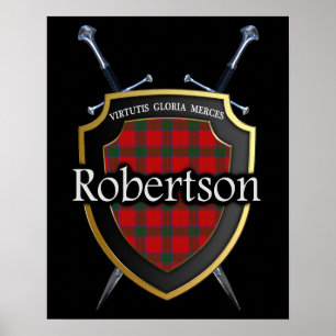 Clan Robertson Tartan Scottish Shield & Swords Poster