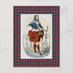 Clan Robertson Vintage Illustration Tartan Frame Postcard