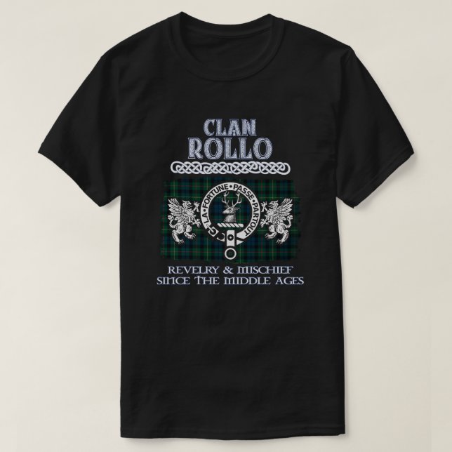 Clan Rollo crest Scottish clans Scottish surname T-Shirt (Design Front)