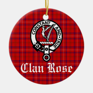 Clan Rose Crest and Tartan Personalized Ceramic Ornament
