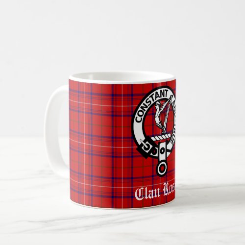 Clan Rose Crest Badge and Tartan Coffee Mug