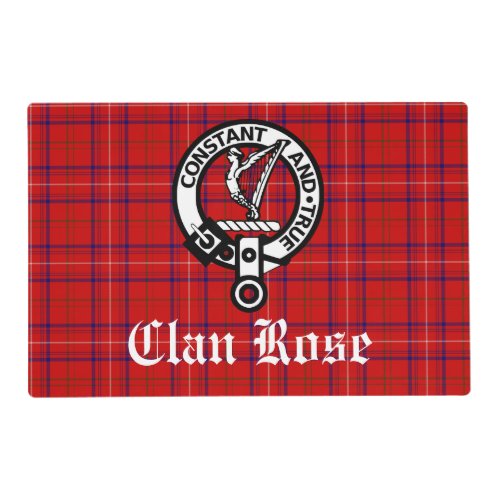 Clan Rose Crest Badge and Tartan Placemat