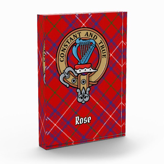 Clan Rose Crest over Tartan Acrylic Award (Left)