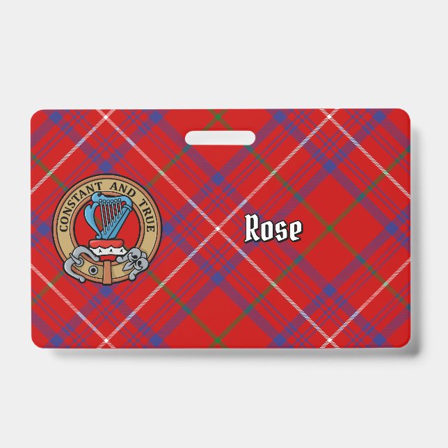 Clan Rose Crest over Tartan Badge (Front)
