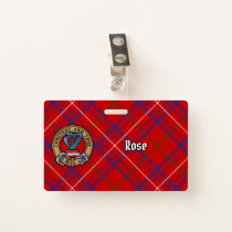 Clan Rose Crest over Tartan Badge