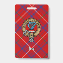 Clan Rose Crest over Tartan Badge