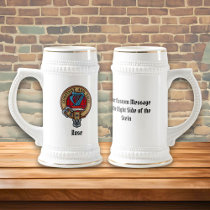 Clan Rose Crest over Tartan Beer Stein