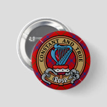 Clan Rose Crest over Tartan Button
