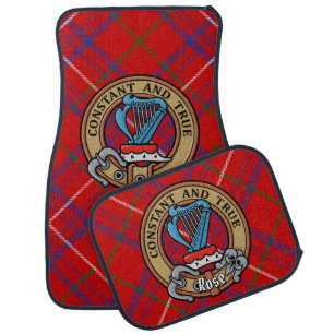 Clan Rose Crest over Tartan Car Floor Mat