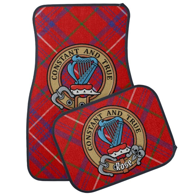 Clan Rose Crest over Tartan Car Floor Mat (Set)