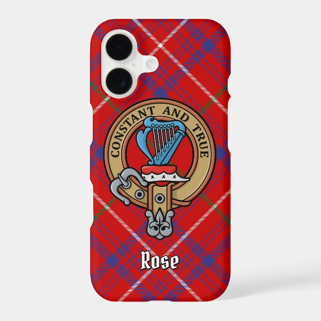 Clan Rose Crest over Tartan Case-Mate iPhone Case (Back)